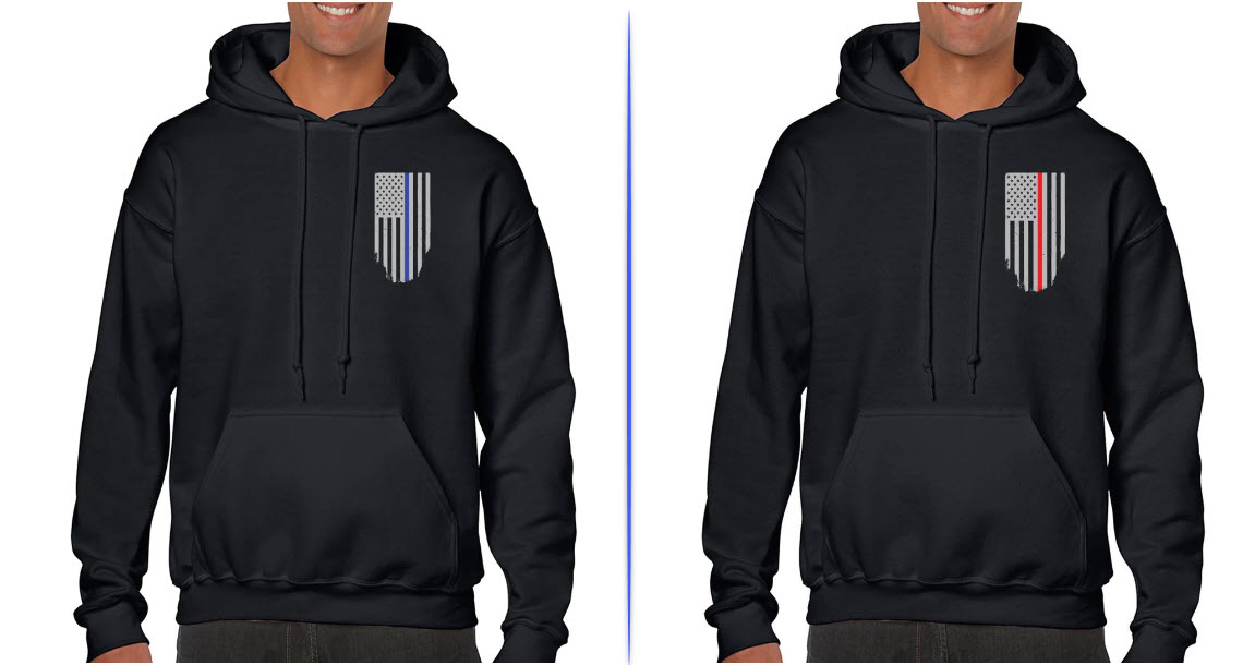 Honor Respect Blue Line and Red Line Hoodie